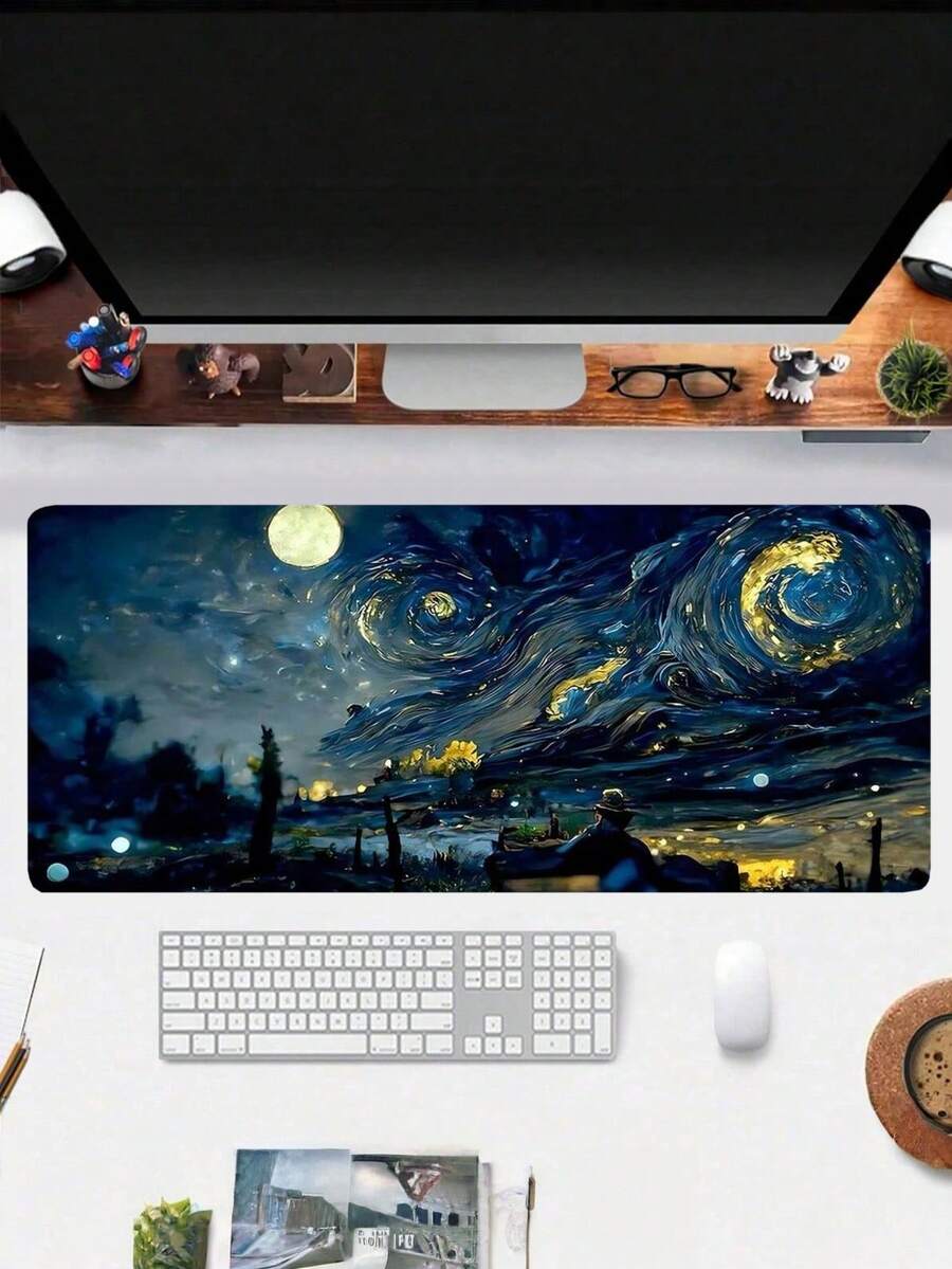 SHEIN 1 قطعة لوحة فأرة كبيرة الحجم مزينة بلوحة زيتية، لوحة مفاتيح ألعاب، لوحة مكتب، لوحة فأرة كبيرة الحجم لطاولة ألعاب الكمبيوتر المحمول، لوحة مكتب فاخرة، كبيرة وسميكة، قاعدة مطاطية مانعة للانزلاق، مناسبة للمكتب والاستخدام المنزلي، قابلة للغسيل، مريحة للاستخدام، عودة إلى المدرسة، متوفرة بأحجام متعددة - 2014 - ضوء القمر الدوارة - مشاهدة 1