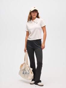 Eassivo Eassivo Women's Cream Textured Active Polo,Fashion Running Fitness Sports Polo Shirt - Beige - View 6