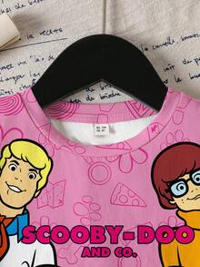 SCOOBY-DOO X SHEIN Camiseta de manga corta con gráfico de figura de dibujos animados para niña - Blanco - Ver 3