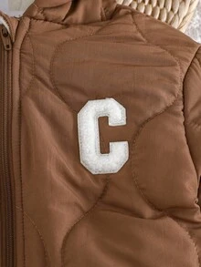 Cozy Pixies 男婴字母图案3D耳朵连帽抓绒长袖连体衣套装，百搭舒适，适合秋冬季穿着