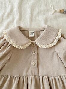 Loomiva 女婴彼得潘领长袖束腰连衣裙，百搭舒适