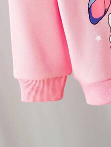 SHEIN 2pcs Baby Girls Rabbit Print Hoodie Sweatshirt And Pants Set, Cute And Versatile For Autumn/Winter Fall - Pink - View 4