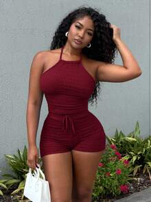 Alexandranx Nuevo conjunto de verano y primavera de moda para mujeres para festival de música, Pascua, Nashville, fiesta de cumpleaños, graduación, estudiante, uso diario casual, versátil básico, ocio, viaje en crucero, playa, tomar el sol, estilo callejero con espalda descubierta y nudos