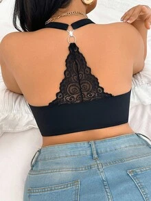 DesireSculpt 1 Áo ngực không dây ren chắp vá cỡ lớn - màu đen - Xem 7