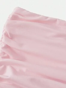 Tween Girl Simple & Comfortable Side Ruched Tube Top Fall Winter