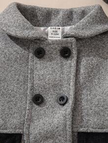 SHEIN 2pcs/Set 6Months-3Years Baby Girl Coat Casual Style Fall Outfits For Girl Warmer Coat&Hat Winter