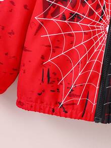 SHEIN Fantacosmos 1pc Young Boy Casual Spider Print Thermal Lined Zip-Up Jacket, Suitable For Daily Wear, Travel, Relaxation, School, Autumn/Winter New Arrival Fall - Multicolor - View 7
