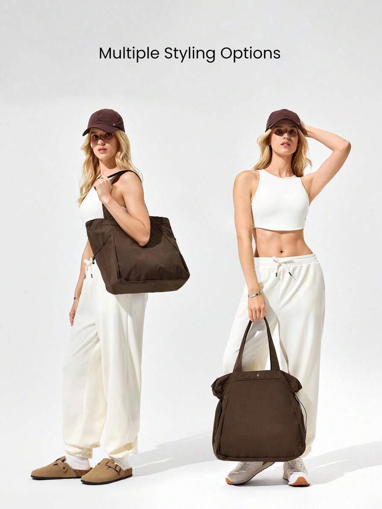 18L NylonZipper Pocketed Tote Bag Beach Travel Daily Casual Travel Bag