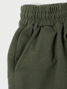 EURMUSE 100%Cotton Men Flap Pocket Side Drawstring Waist Cargo Sweatpants - Army Green - View 5