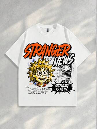 Street Life T-shirt à manches courtes col rond avec graphique lettrage décontracté pour hommes, été