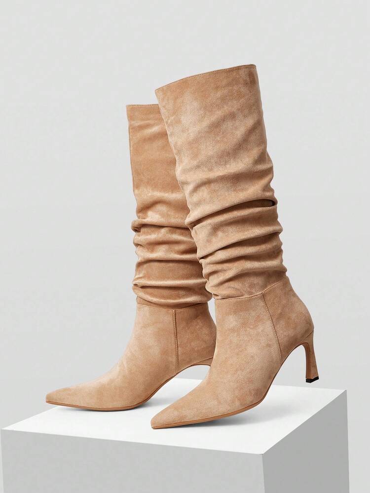 BOTAS ALTAS CÓMODAS DE TACÓN BAJO PARA MUJER