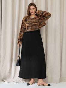 Auralis 大码女装秋冬两件套、连衣裙套装、休闲女装、毛衣长裙套装、休闲女装 - 黑與白 - 查看 4