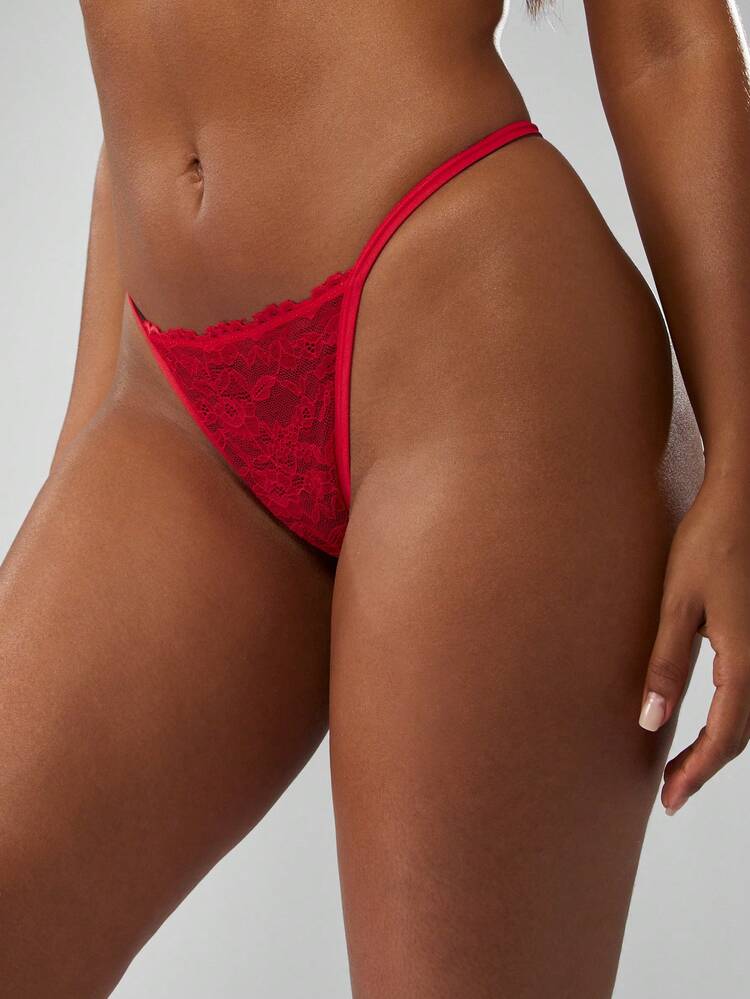 MISSGUIDED Flirty Lace Thong Panty With Rhinestone Details Valentines Day Anniversary Gift Sparkly Underwear For Special Occasions