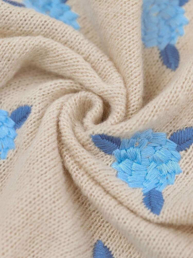 Women's Casual Loose Fit Embroidered Sweater, Round Neck, Long Sleeve Fall For Women Women's Winter Sweater Going Out Sweaters For Women Fall Sweaters Autumn Sweaters For Women Knitted Sweater