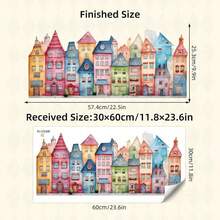 1pc PVC Watercolor Cartoon Fairytale Town Star Cloud Pattern Creative Wall Sticker Removable Decals For Bedroom, Living Room, Playroom & Pink Room Wall Decor & Home Aesthetics