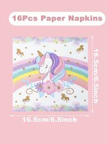 Set 8 veselă decorativă de unică folosință cu tematică de unicorn, 8 farfurii de hârtie de unică folosință de 7 inch și 9 inch, 8 pahare de hârtie, 16 șervețele, tacâmuri de hârtie potrivite pentru petreceri în familie, veselă în stil unicorn curcubeu, provizii de ziua de naștere.