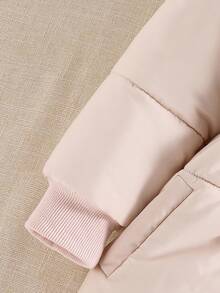 SHEIN Explorewe 1pc Young Girl Fashion Pink Hooded Fluffy Collar Cotton Padded Jacket, Soft & Comfortable Material, Suitable For Autumn/Winter, Outdoor, School, 2025 Back To School Season, Collegiate Style & Campus Sportswear, Popular Girls' Mid-Length Cotton Coat Toddler Girl Winter Coats Girls Winter Coats Girls Puffer Jacket Toddler Girl Puffer Coat Girls Hooded Winter Coat Fall - Baby Pink - View 4