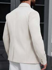 Calvornis Blazer casual, de negocios, minimalista y de uso diario para hombre, blazer casual de color beige crema, champán elegante, estilo "Old Money"