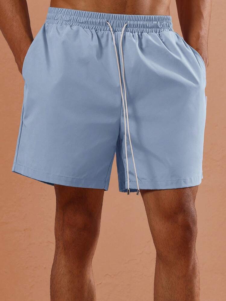 Mid Length Swimming Trunks With Elastic Drawstring Waistband