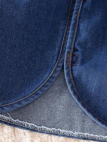 Genkimix Kids Girls' Korean Style Loose Denim Jacket With Exaggerated Ruffle Cuffs Fall Winter - Blue - View 5