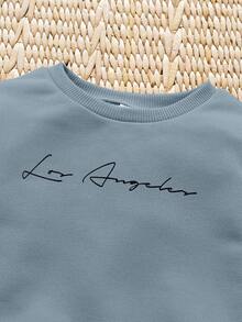 SHEIN Young Boy Letter Graphic Pullover & Sweatpants