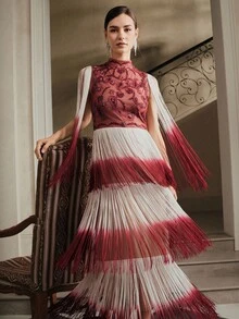 Anewsta Váy dạ hội tua rua đính hạt cao cấp phong cách Bohemian bán chạy nhất dành cho nữ, phù hợp cho mùa thu, đông, năm mới, tiệc tùng, đám cưới, thanh lịch, sang trọng, màu đỏ, hợp thời trang - Màu Đỏ Sâu - Xem 7