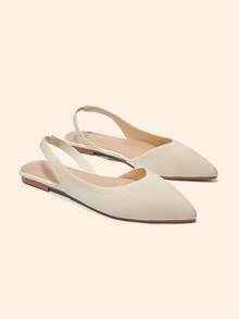 CUCCOO BASICS 女士时尚面料尖头平底鞋 - 米色 - 查看 2