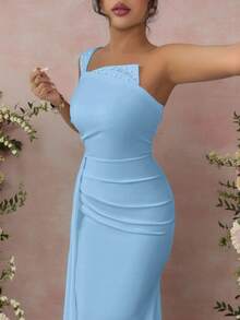 Rafferiza Women's Beaded Ruched Waist Bodycon Dress - Blue - View 5