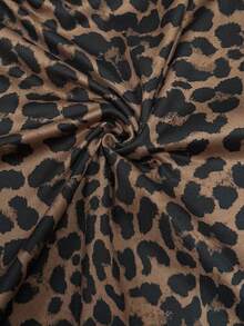 Almamuse Petite Women's Fashion Leopard Print Mesh Patchwork Long Sleeve Fingerhole Bodysuit Leopard Bodysuit - Brown - View 3