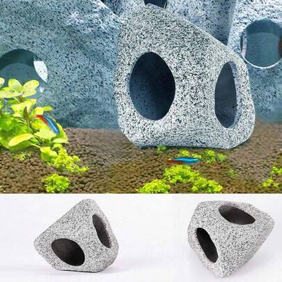 Aquarium Hidden Rock Caves, Betta Fish Tank Accessories Hiding Place Decorations, Betta Fish Toy Tunnel Fish Holes, Glass Container Accessories, Suitable For: Breeding, Playing And Resting Of Aquatic Pets