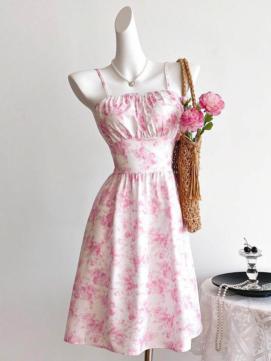 Sweetra Young Váy họa tiết hoa cho bé gái tuổi teen, thoải mái và thời trang cho mùa hè, thiết yếu cho những cô gái xinh đẹp và ngọt ngào - Hồng - Xem 1