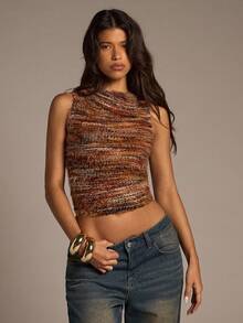 Aloruh Women's Red Striped Collared Top, Autumn/Winter New Arrival - Multicolor - View 1
