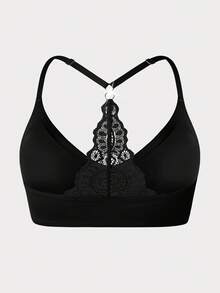 DesireSculpt 1 Áo ngực không dây ren chắp vá cỡ lớn - màu đen - Xem 8