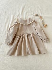 Loomiva 女婴彼得潘领长袖束腰连衣裙，百搭舒适