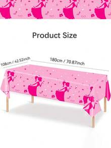 1PC 108*180CM Disposable Tablecloth, Pink Crown Princess Pattern Tablecloth, Waterproof And Oil-Proof, Suitable For Girls' Birthday Theme Parties And Daily Use - Multicolor - View 7