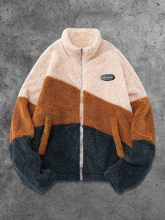 Casual Veste zippée à manches longues avec poche de contraste, convient pour le port quotidien, automne-hiver