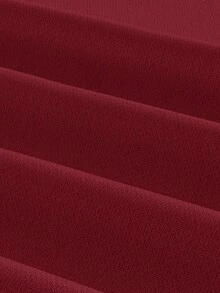 SHEIN EZwear 秋冬女士酒红色针织贴花系带长袖连帽卫衣 - 酒紅色 - 查看 5