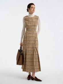 Lyxana 女式休闲花园无袖腰部褶皱 A 字形纹理长款连衣裙 - 彩色 - 查看 3