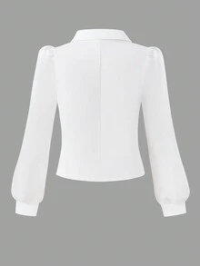 Blusa bianca a maniche lunghe in raso per ragazze adolescenti