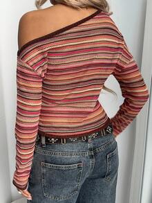 Aloruh Fall/Winter Women's Prom/Formal/Beach/Vacation/Cute/Western/Business Casual/Elegant/Birthday/Outing/Club/Office Wear/Festival/Rave/Workwear/Elegant/Country Concert/Brunch/Cruise/Old Money/Airport/Decent/Church/Fairy/Flirty/Tea Party/Millennial/Streetwear/2000s/Disco/Spring Break/Graduation/Wedding Guest/Cocktail Party/Vintage/Skinny/Vacation/Slim Fit/Long Sleeve Tops - Brown - View 3