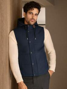 Manfinity NXTstreet 男士休闲轻便无袖连帽背心，适合冬季和秋季 - 寶藍色 - 查看 4