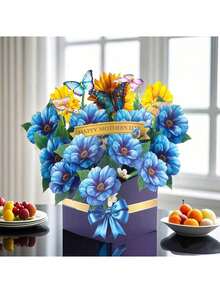 2Pcs/1set 3D Pop-Up Multi-Purpose Cards-Greeting Thank You Cards Birthday Cards With Laser-Cut Flowers,Back To School Essential,School Supplies For Teacher's Day,Handmade Textured Bouquet With Blank Note Card And Envelope For Birthday, Mothers Day, Wedding, Graduation, Anniversary,Thank You Gifts For Lovers Women Teachers Gifts- Summer Celebration - Multicolor - View 4