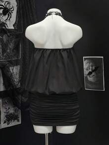 EgrlEra Bộ đồ bó sát bodycon 2 mảnh gợi cảm tối giản dành cho nữ - màu đen - Xem 2