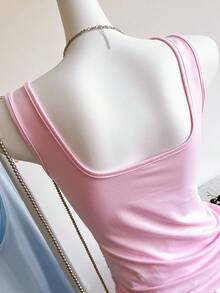 2pcs/Set Teen Girl Simple Casual Classic Sleeveless Crop Top & Tank Tops, Solid Summer Crew Neck Pleated Fitted Top Blouse, Black & White - Multicolor - View 4