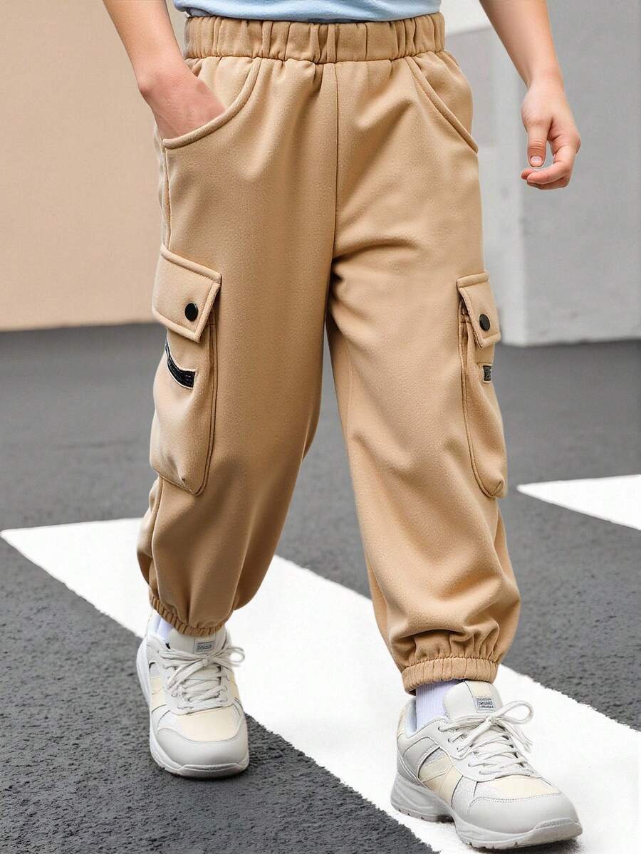 Genkimix Kids Autumn/Winter New Boys Casual Sports Sweatpants With Pockets, Simple & Stylish Cuffed Trousers Fall