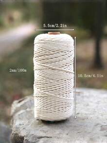 SHEIN Size Range 1MM To 5MM White Natural Macrame Craft Cord For  Handmade Bags Gift Wrapping Tags Bundling Decoration Home Decor Party Supplies Crafting Essentials Macrame String Strong Versatile Decorative Rope Festive Celebrations Craft Projects - Beige - View 4