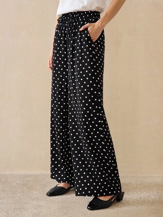 Cévolie 标准尺寸女式圆点印花休闲裤