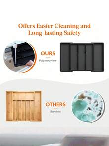 1 chiếc khay đựng dao nĩa có thể mở rộng, điều chỉnh được, dùng để chia ngăn kéo nhà bếp, đựng dụng cụ ăn uống, dao nĩa, thìa. - Một kích thước phù hợp với tất cả - Xem 3