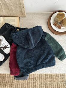 SHEIN Kids/Young Boys Casual Loose Plush Patchwork Sweatshirt Autumn Winter Clothes For Girl - Multicolor - View 6