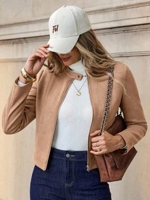 Solivie Women's Casual Everyday Zip-Up  Jacket, In Autumn/Winter,Fall